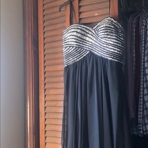 Formal Dress Black Strapless Sequin